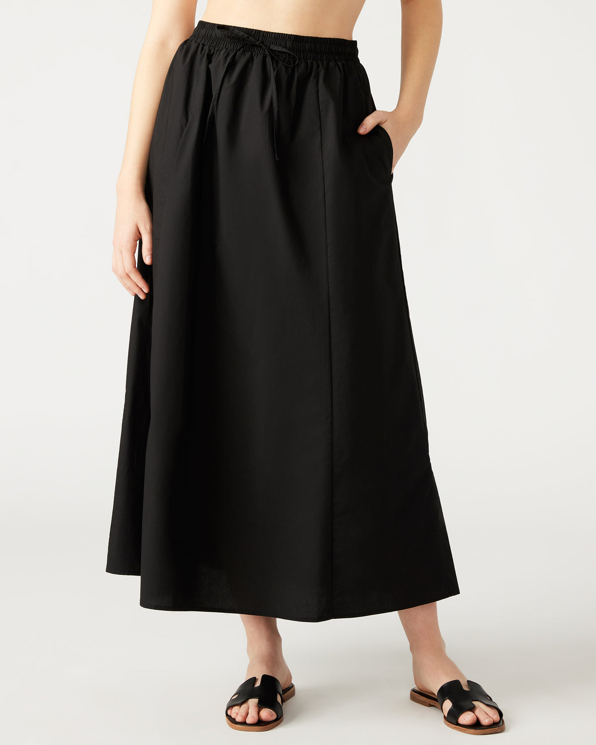 SUNNY Skirt Black | Women's A-Line Maxi Skirt | Steve Madden