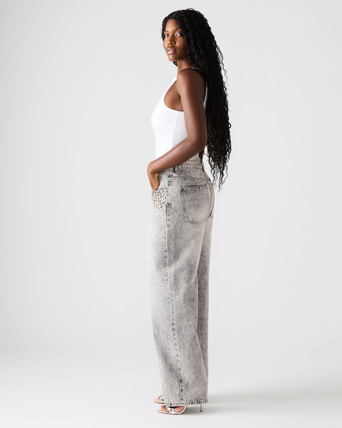 ERAS Fog Rhinestone Embellised Straight-Leg Denim Women's Jeans | Steve Madden