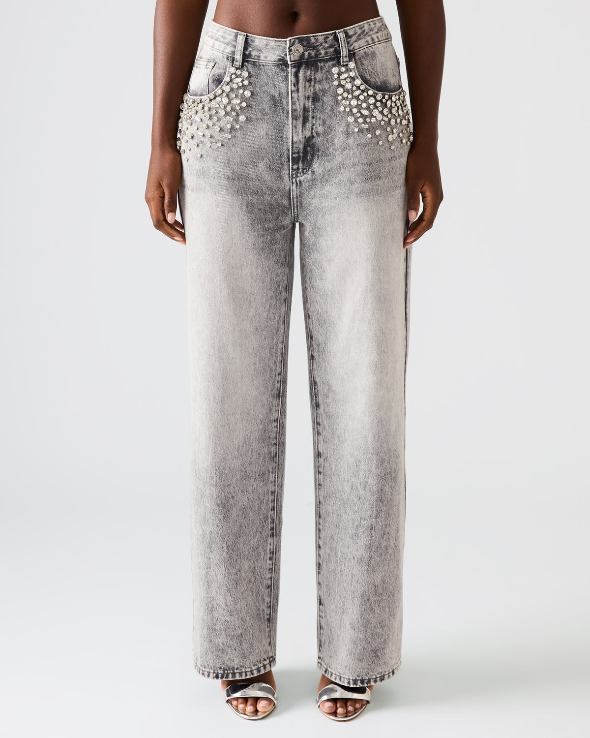 ERAS Fog Rhinestone Embellised Straight-Leg Denim Women's Jeans | Steve Madden