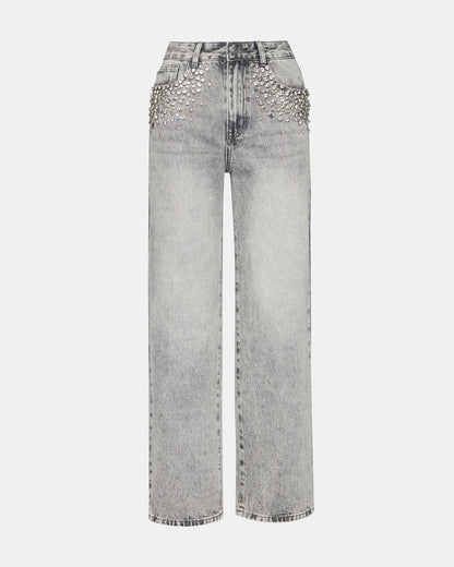 ERAS Fog Rhinestone Embellised Straight-Leg Denim Women's Jeans | Steve Madden