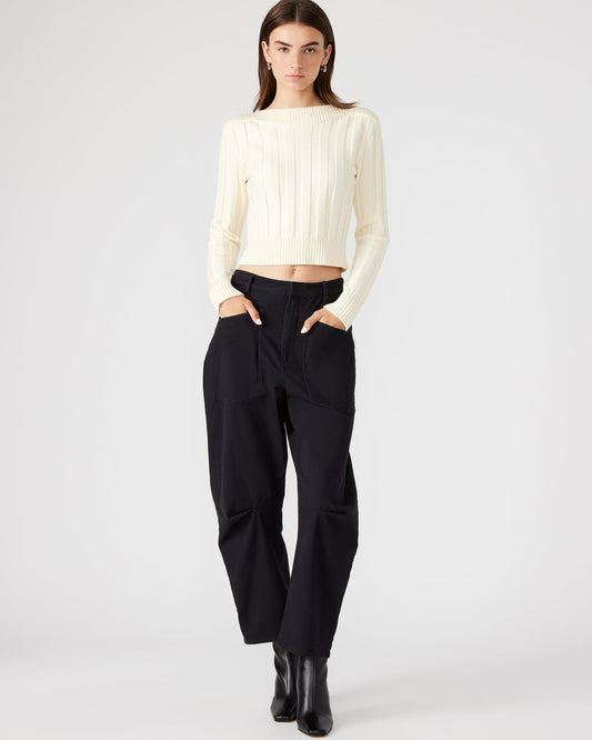 HANIEL Black Women's Barrel Leg Pant | Steve Madden