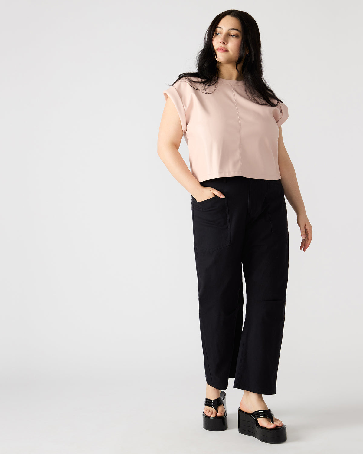 HANIEL Black Women's Barrel Leg Pant | Steve Madden