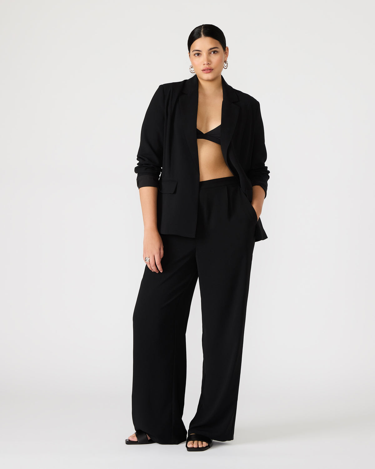 PAYTON Pant Black | Women's Wide Leg Trousers | Steve Madden