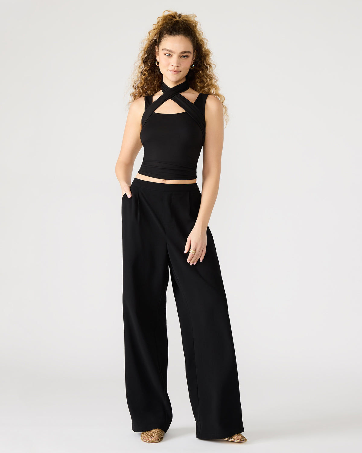 PAYTON Pant Black | Women's Wide Leg Trousers | Steve Madden