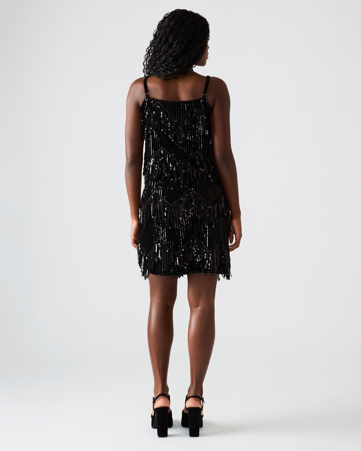 CINDI Sequin Black Fringe Embellished Women's Skirt | Steve Madden