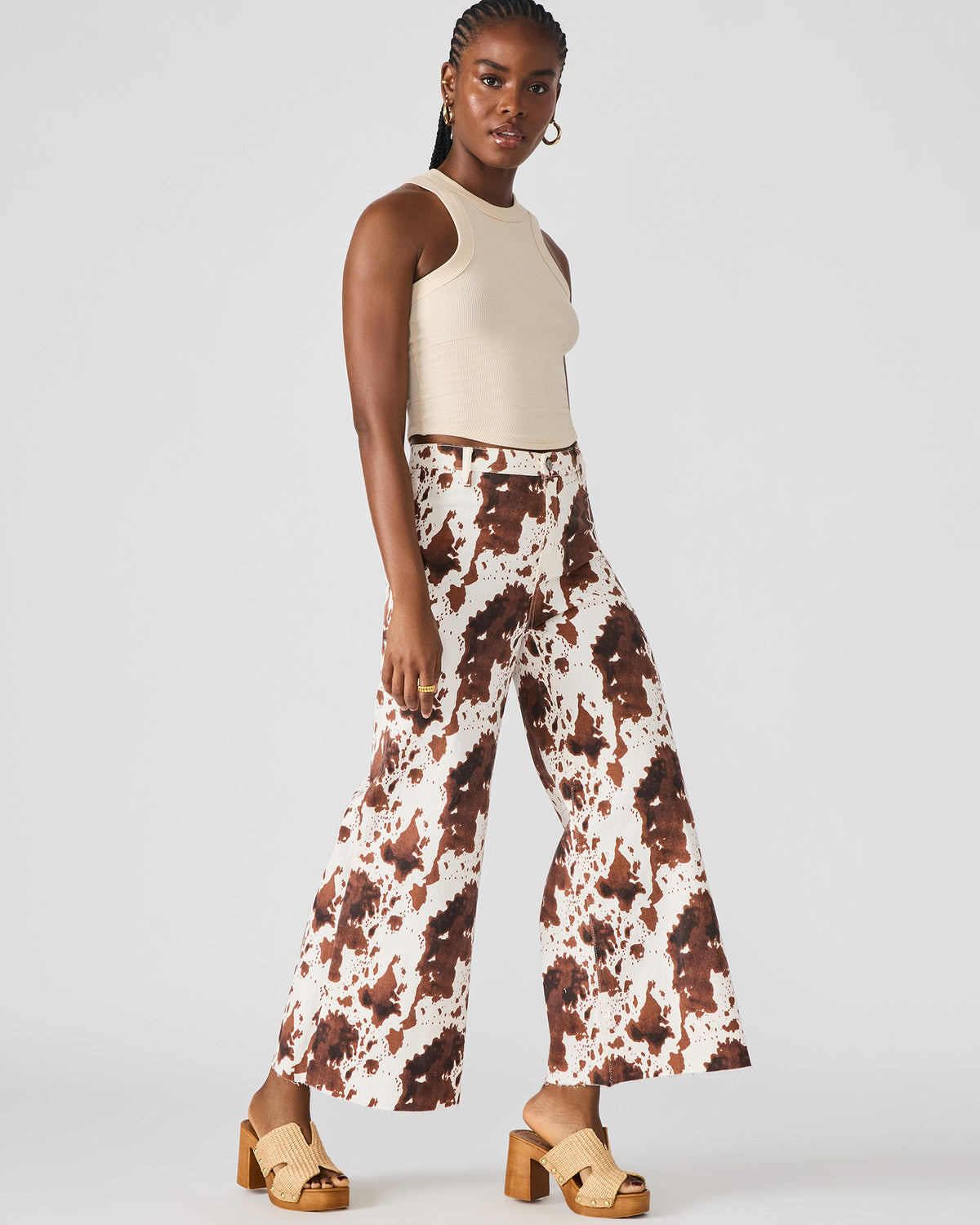 HARLI Brown Cow Print High-Rise Denim Women's Jean | Steve Madden