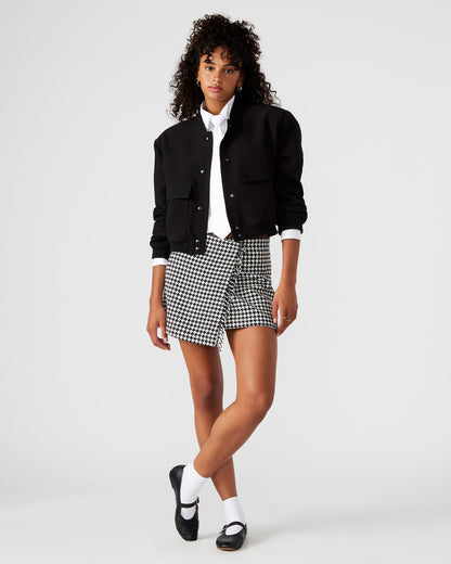 LEON Black/White Women's Wrap Mini Skirt | Steve Madden