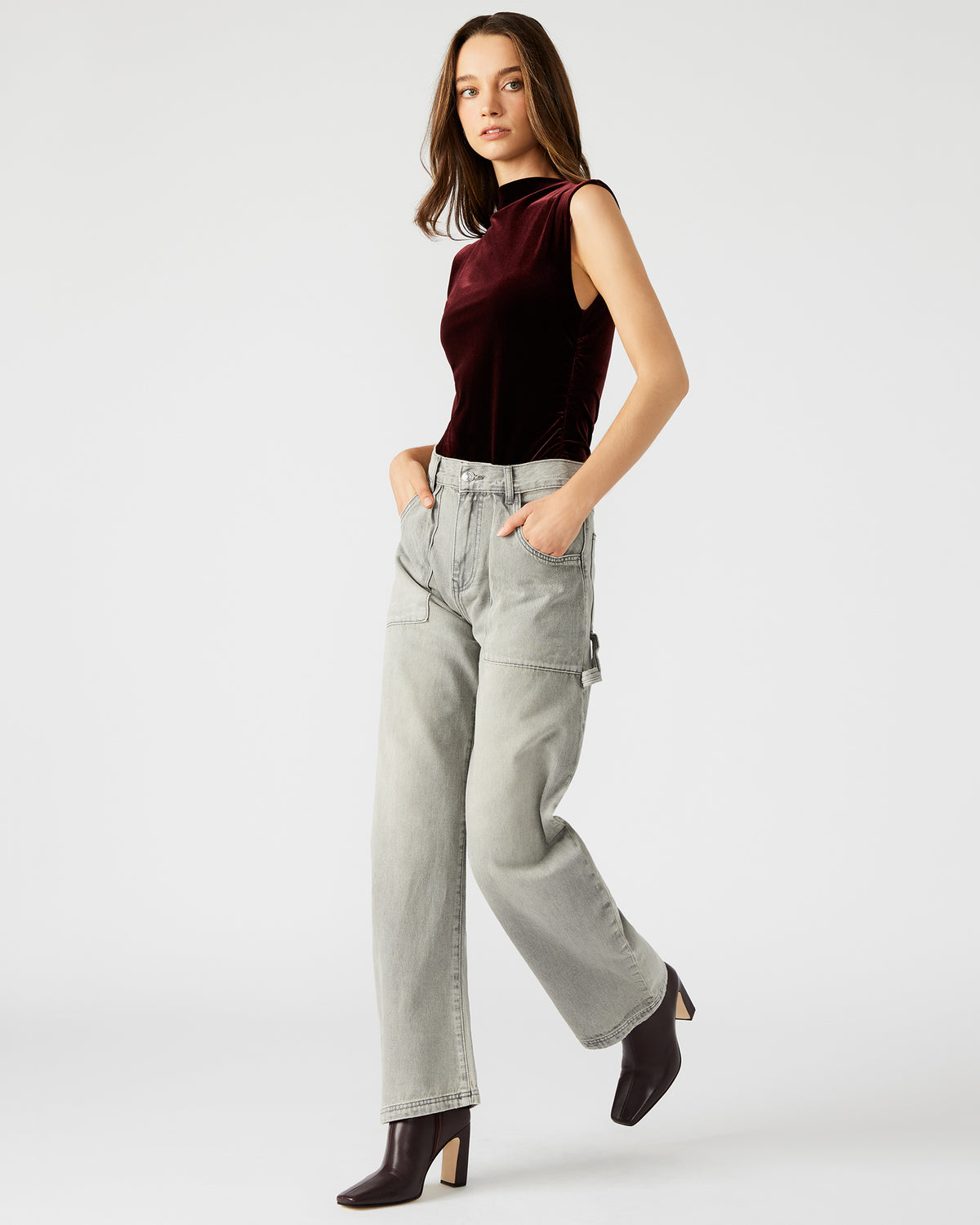 HANSEN Pant Light Grey | Women's Barrel Leg Pants | Steve Madden