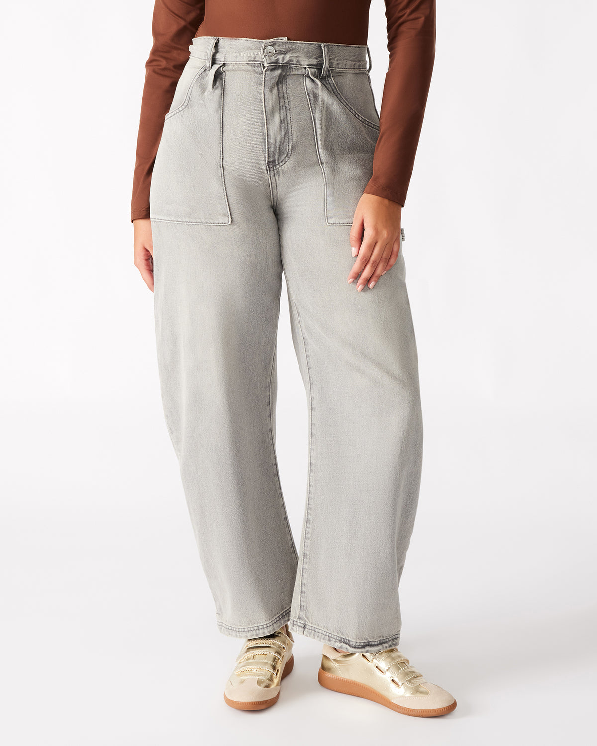 HANSEN Pant Light Grey | Women's Barrel Leg Pants | Steve Madden