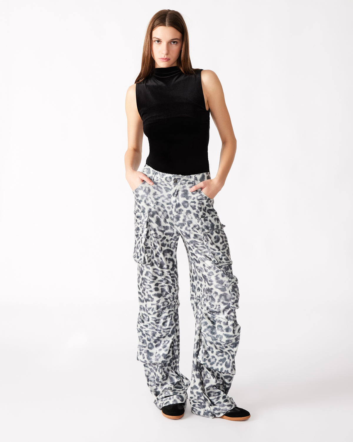 DUO Leopard Sequin Women's Utility Cargo Pants | Steve Madden