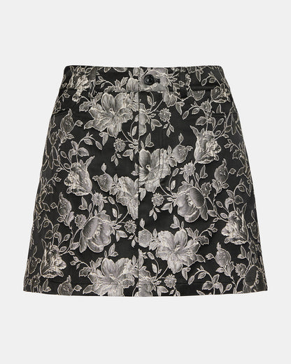 BECK Skirt Black Multi | Women's Floral Print Mini Skirt | Steve Madden