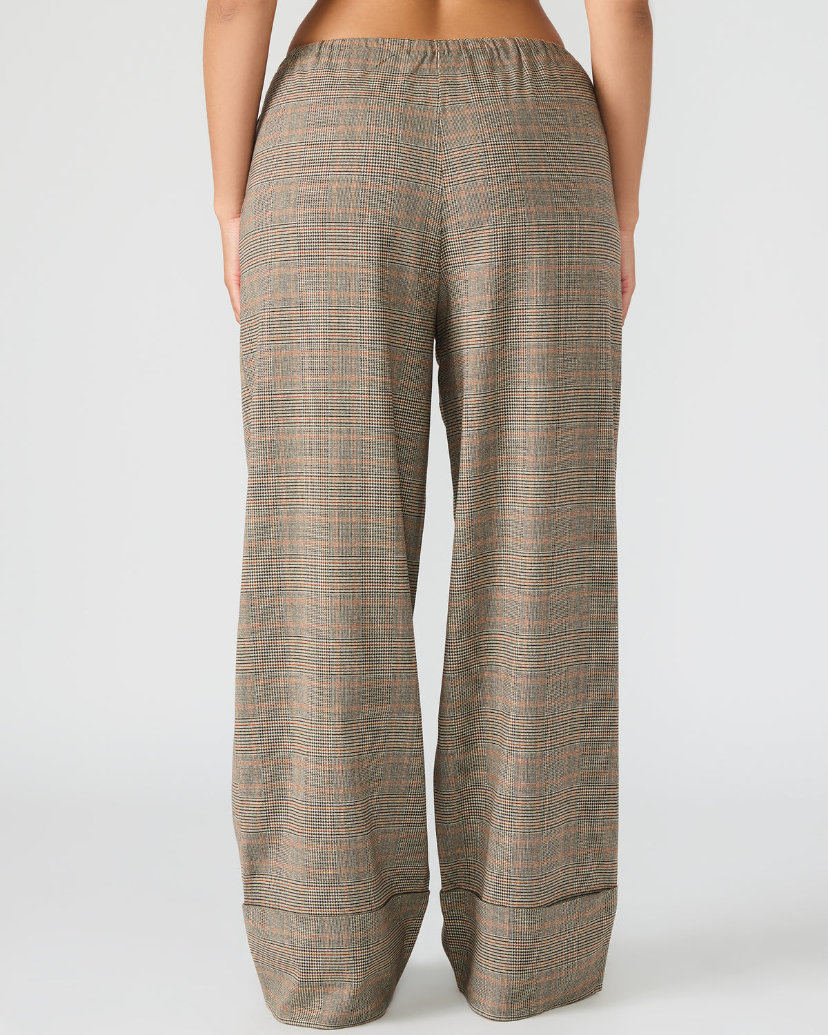 IDRA Brown Pull-On Tie-Front Cuffed Plaid Women's Pants | Steve Madden