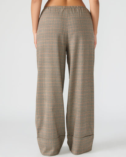 IDRA Brown Pull-On Tie-Front Cuffed Plaid Women's Pants | Steve Madden