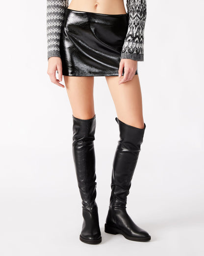 AVIVA Skirt Black | Women's Faux Leather Mini Skirt | Steve Madden