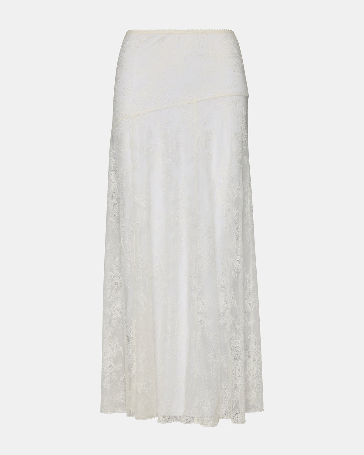 VEERA White Mesh Lace Flowy Maxi Skirt | Steve Madden