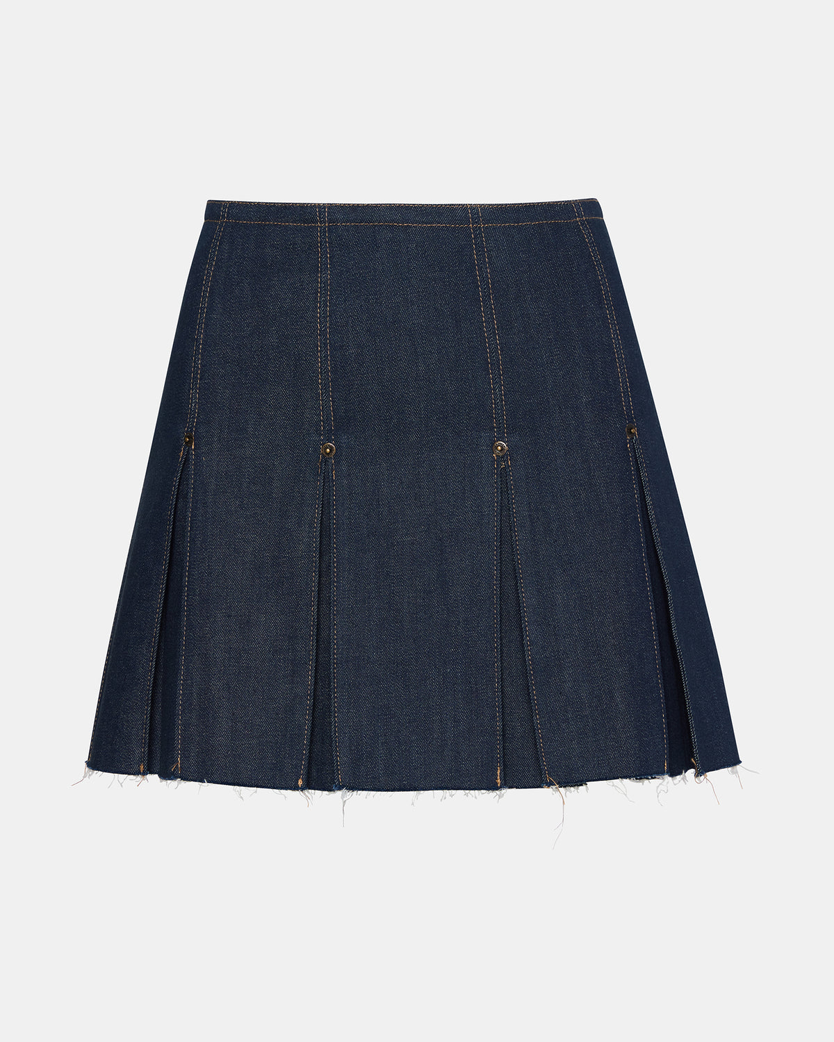 JOAN Deep Indigo Pleated Denim Matching Set Women's Skirt | Steve Madden