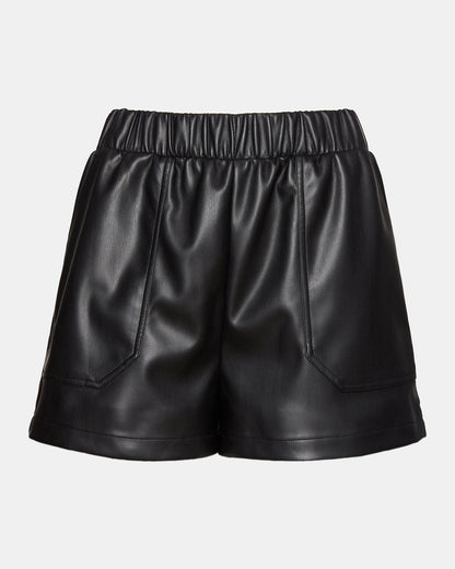 FAUX THE RECORD Short Black | Women's Faux Leather Short | Steve Madden