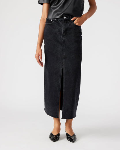 AVANI Denim Skirt Black | Women's Denim Maxi Skirt | Steve Madden