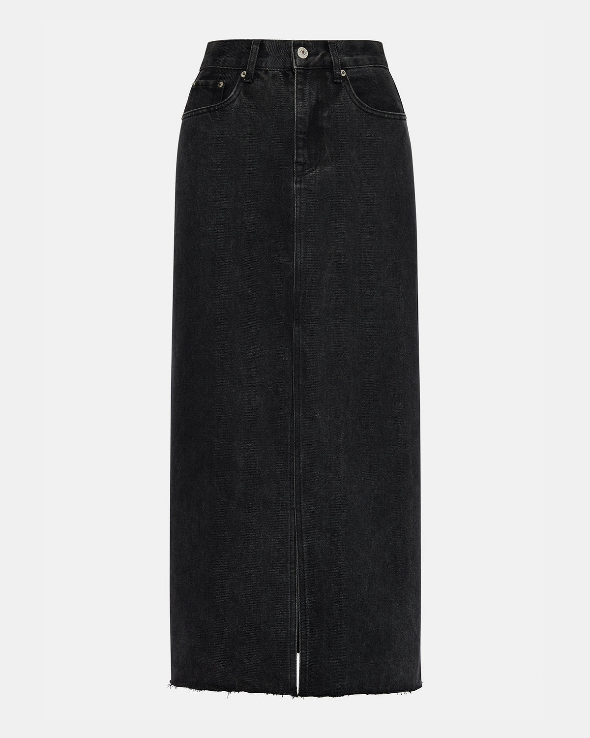 AVANI Denim Skirt Black | Women's Denim Maxi Skirt | Steve Madden