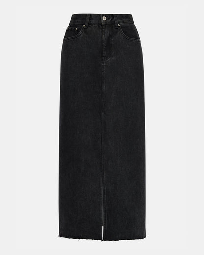 AVANI Denim Skirt Black | Women's Denim Maxi Skirt | Steve Madden
