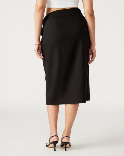 ISADORA Skirt Black | Women's Midi Wrap Skirt | Steve Madden