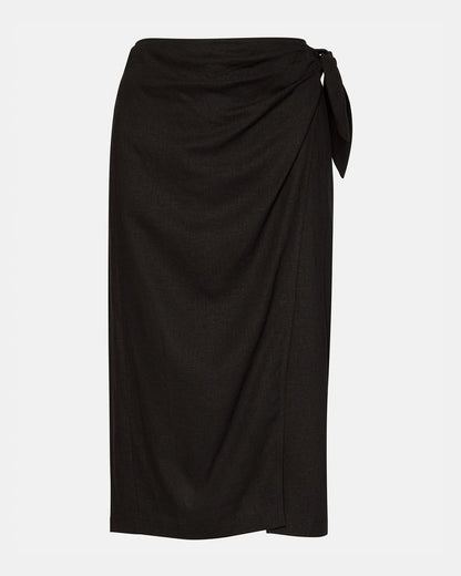 ISADORA Skirt Black | Women's Midi Wrap Skirt | Steve Madden