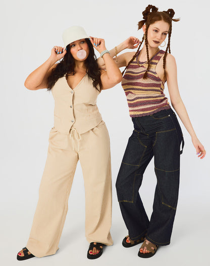 MINORCA Khaki Women's Wide-Leg Tie-Front Pant | Steve Madden