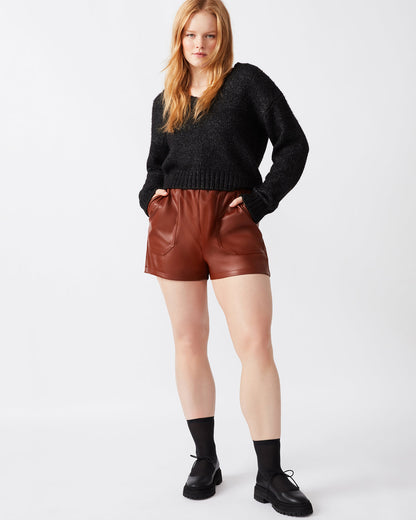 FAUX THE RECORD Short Cognac | Women's Faux Leather Short | Steve Madden