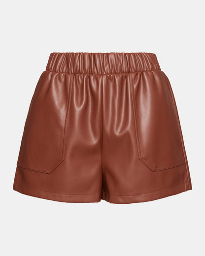 FAUX THE RECORD Short Cognac | Women's Faux Leather Short | Steve Madden