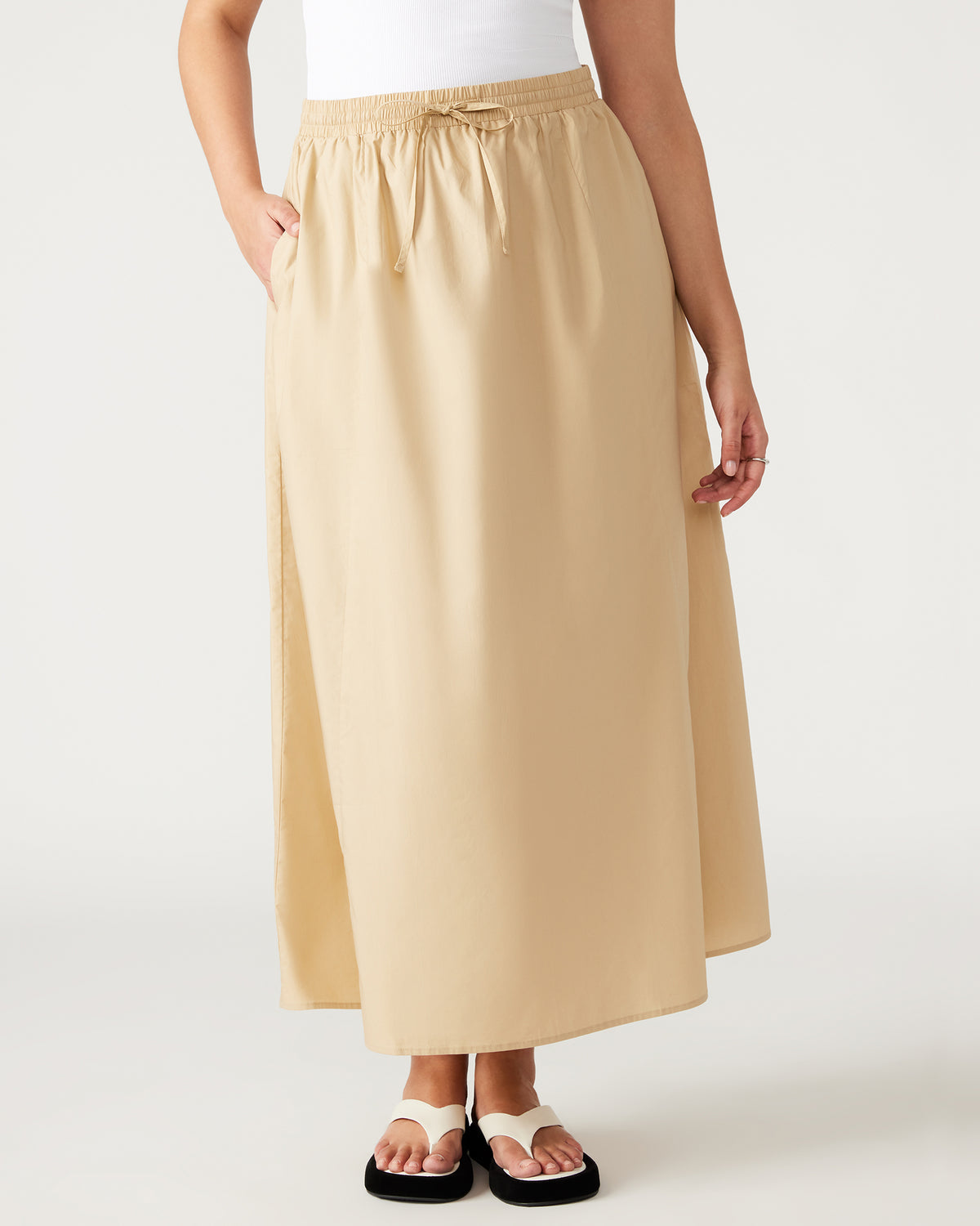 SUNNY Skirt Khaki | Women's A-Line Maxi Skirt | Steve Madden