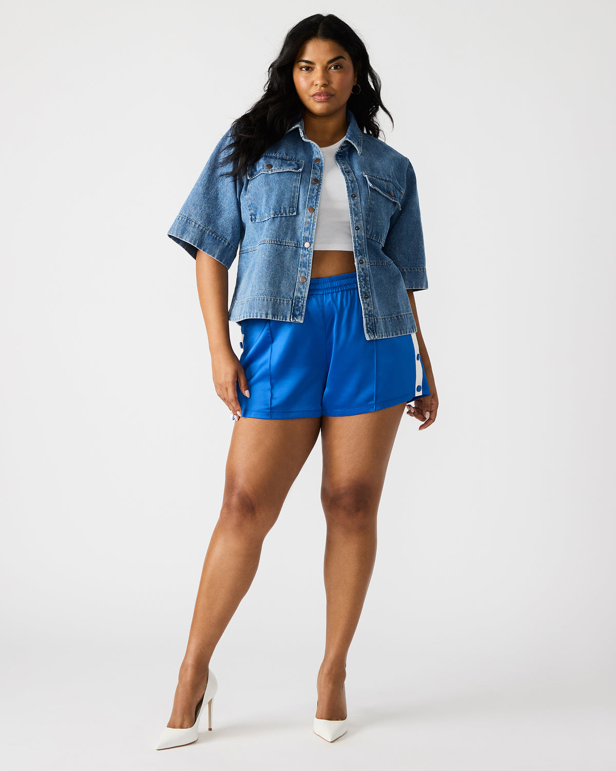 BECKHAM Blue Women's Athletic Track Shorts | Steve Madden
