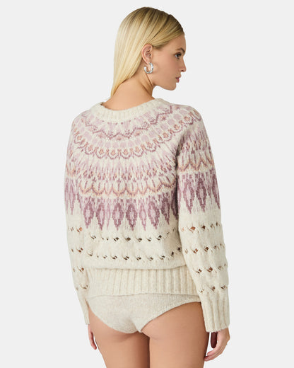 SUZETTE Multi Women's Fair Isle Long-Sleeved Pullover Sweater | Steve Madden