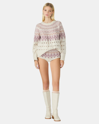 SUZETTE Multi Women's Fair Isle Long-Sleeved Pullover Sweater | Steve Madden