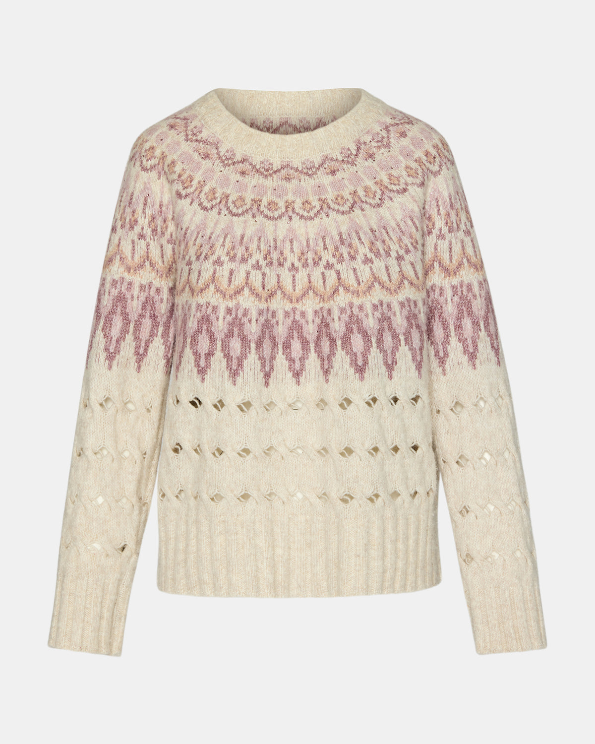 SUZETTE Multi Women's Fair Isle Long-Sleeved Pullover Sweater | Steve Madden