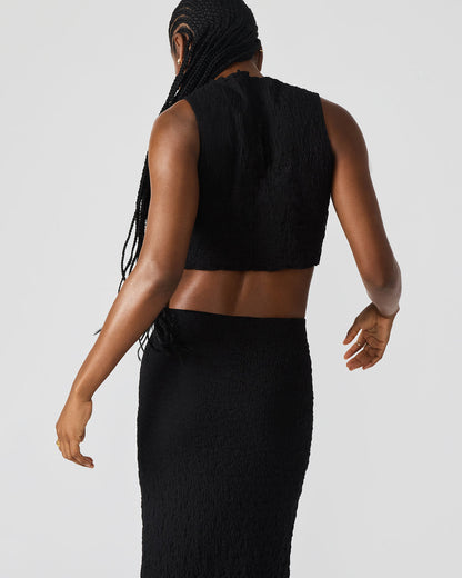 SEASIDE Maxi Skirt Set Black Women's Textured Matching Set | Steve Madden