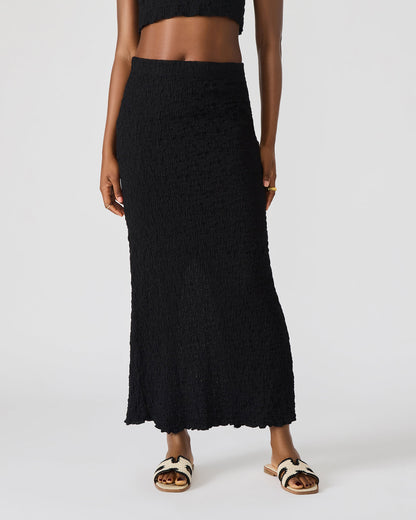 SEASIDE Maxi Skirt Set Black Women's Textured Matching Set | Steve Madden
