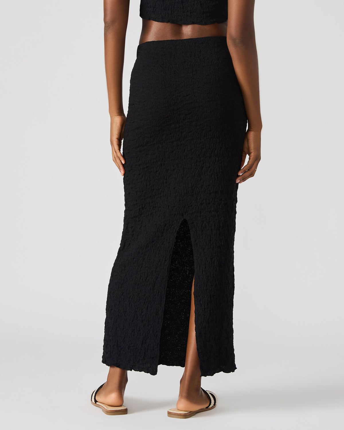 SEASIDE Maxi Skirt Set Black Women's Textured Matching Set | Steve Madden