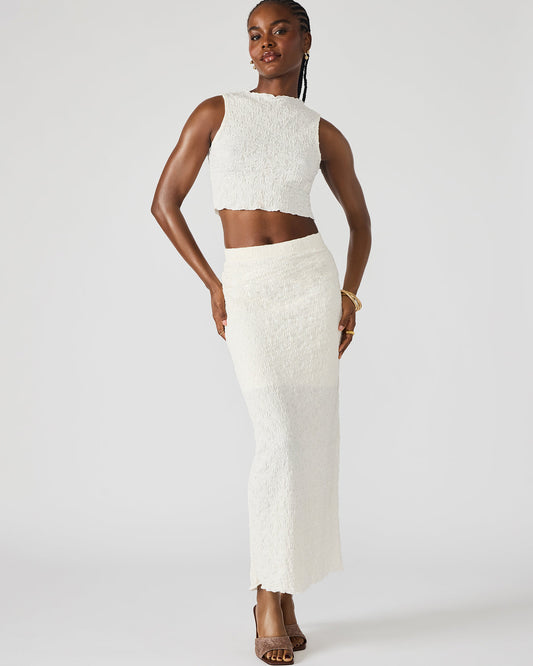 SEASIDE Maxi Skirt Set Cream Women's Textured Matching Set | Steve Madden