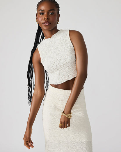 SEASIDE Maxi Skirt Set Cream Women's Textured Matching Set | Steve Madden