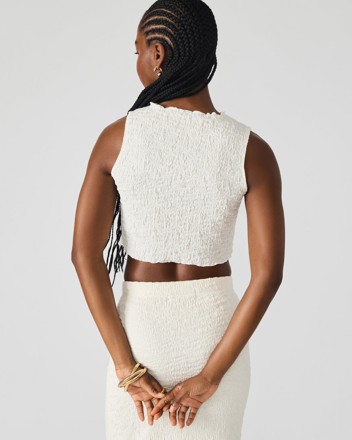 SEASIDE Maxi Skirt Set Cream Women's Textured Matching Set | Steve Madden
