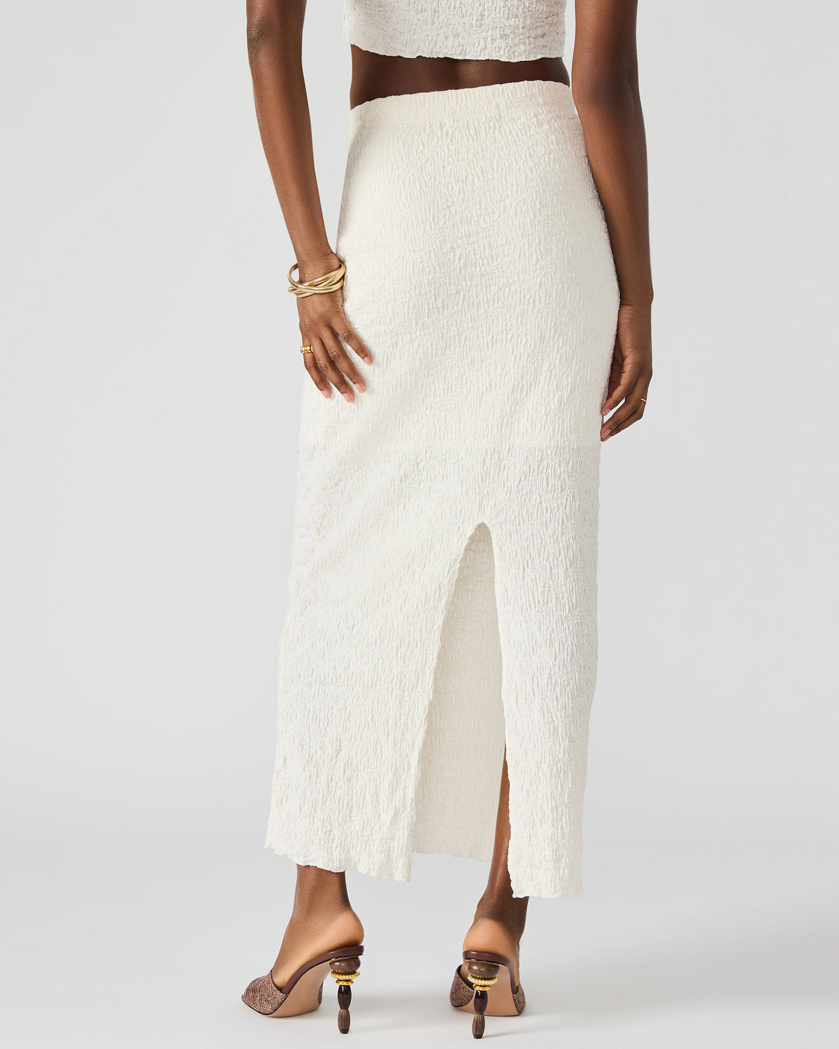 SEASIDE Maxi Skirt Set Cream Women's Textured Matching Set | Steve Madden