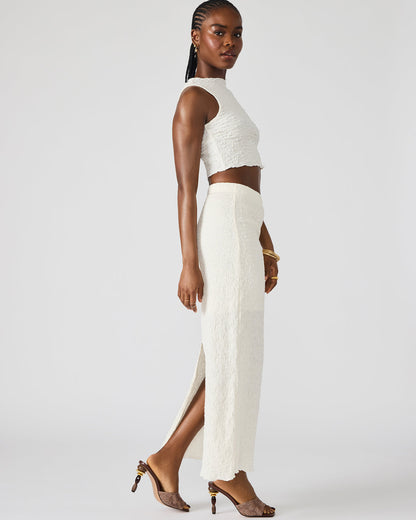 SEASIDE Maxi Skirt Set Cream Women's Textured Matching Set | Steve Madden
