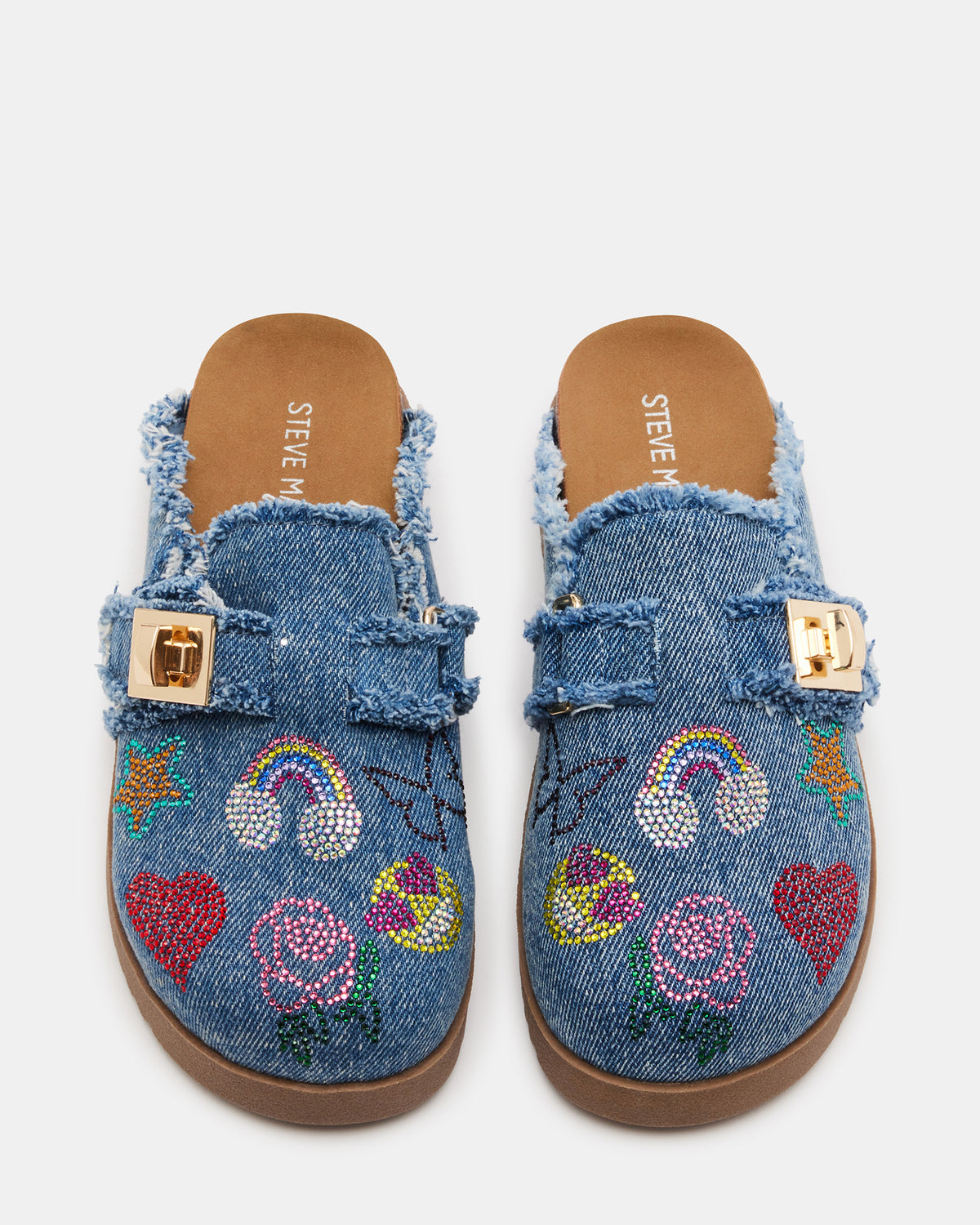 Kids' MONEYY Denim Multi Girls' Slip-On Clogs | Steve Madden