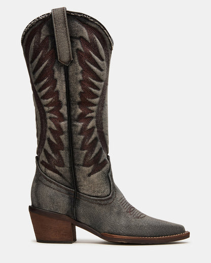 ALBANY Black Denim Pointed-Toe Women's Western Boot | Steve Madden