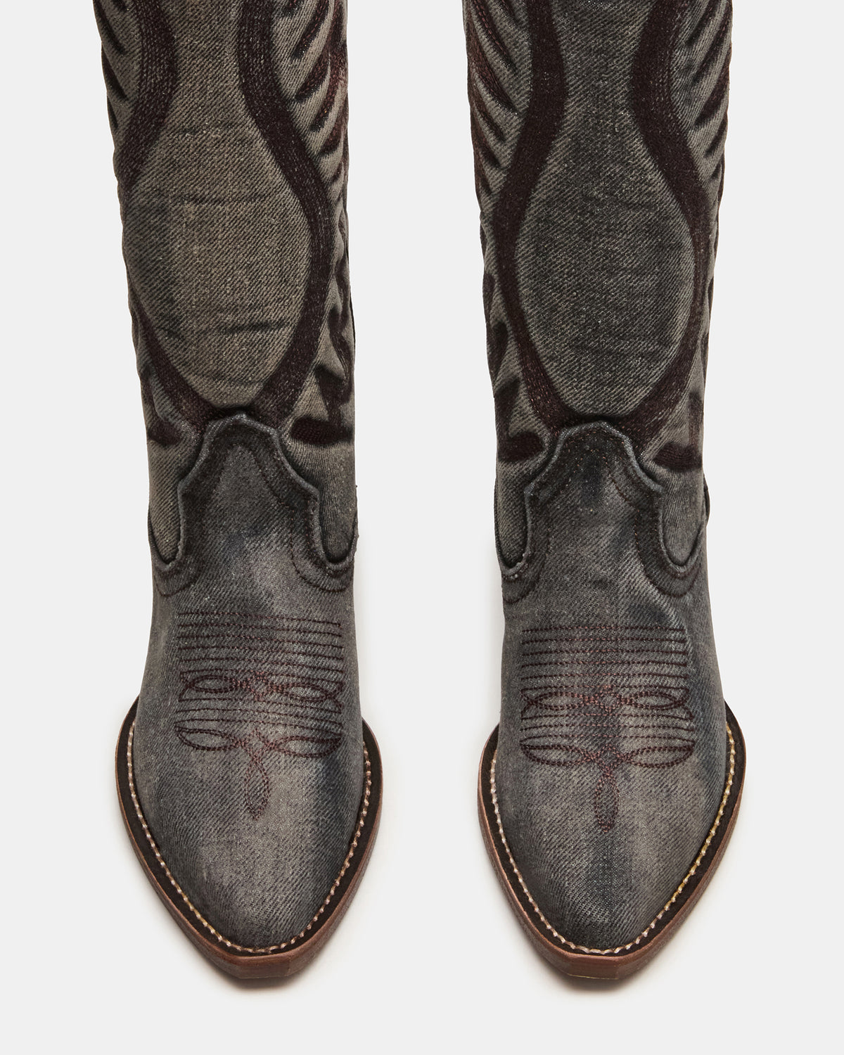 ALBANY Black Denim Pointed-Toe Women's Western Boot | Steve Madden