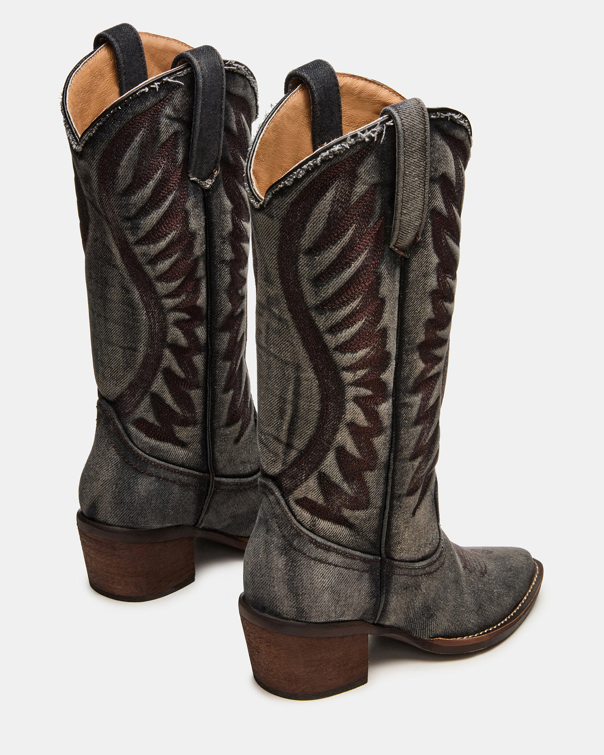 ALBANY Black Denim Pointed-Toe Women's Western Boot | Steve Madden