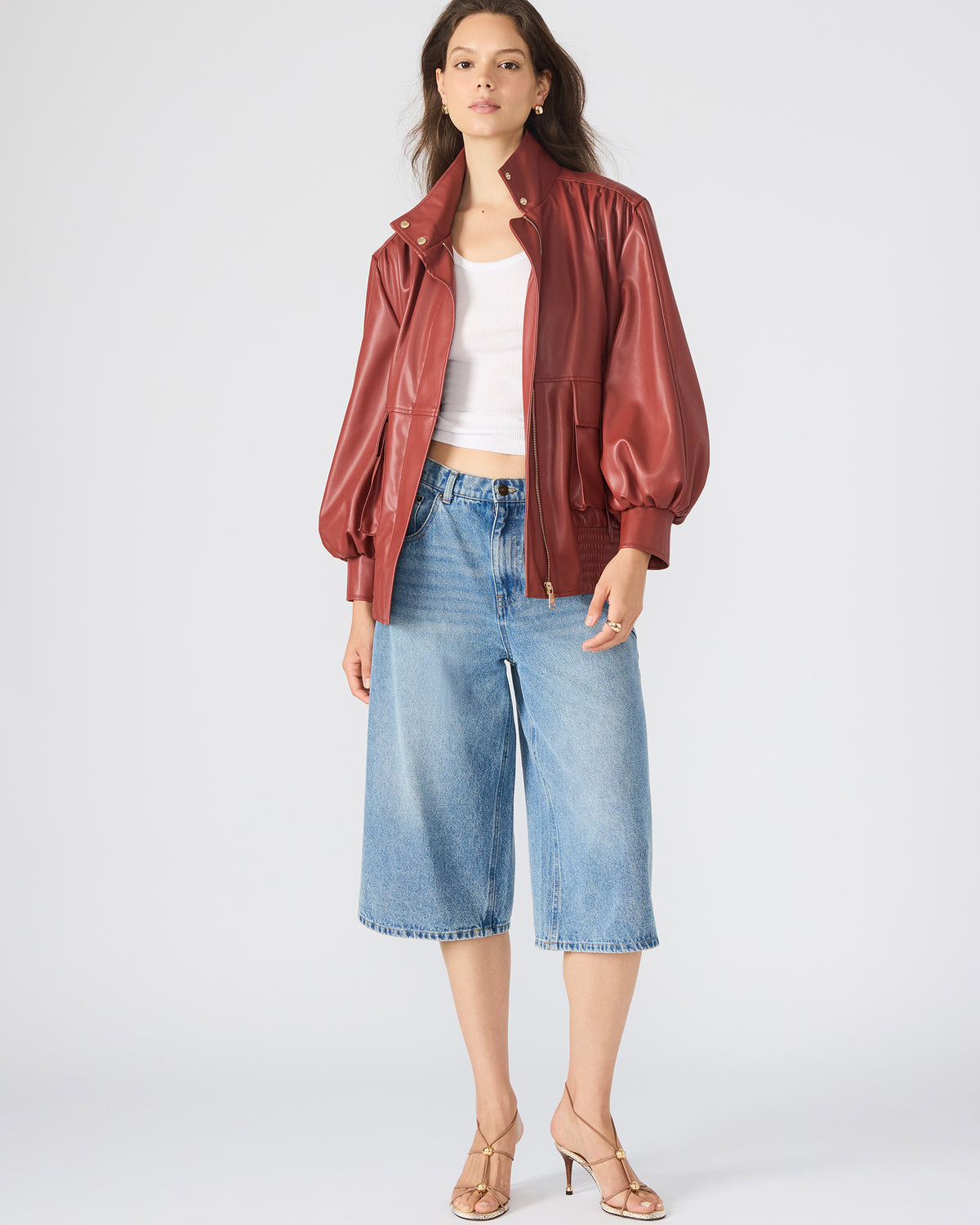 VEE Dusty Brick Faux Leather Long-Sleeved Women's Jacket | Steve Madden