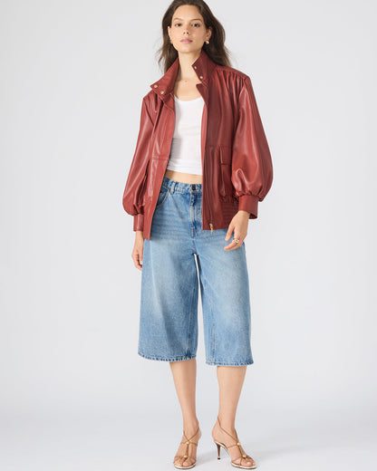 VEE Dusty Brick Faux Leather Long-Sleeved Women's Jacket | Steve Madden