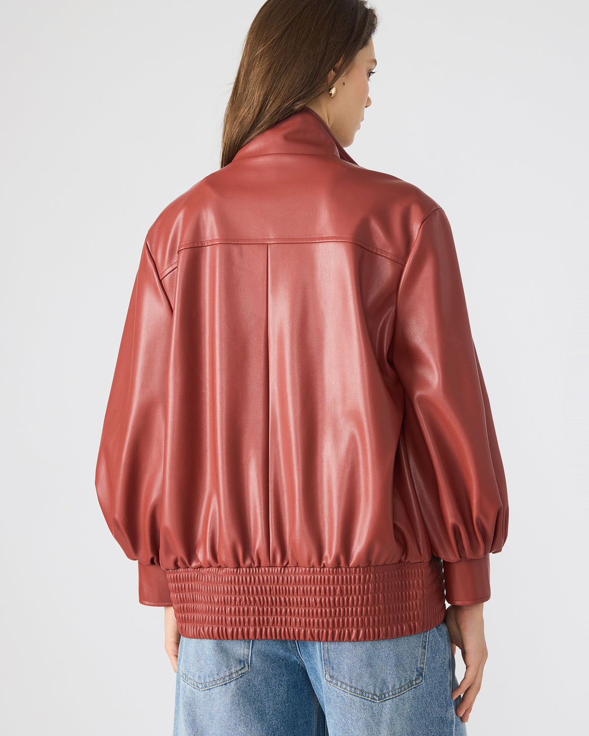 VEE Dusty Brick Faux Leather Long-Sleeved Women's Jacket | Steve Madden