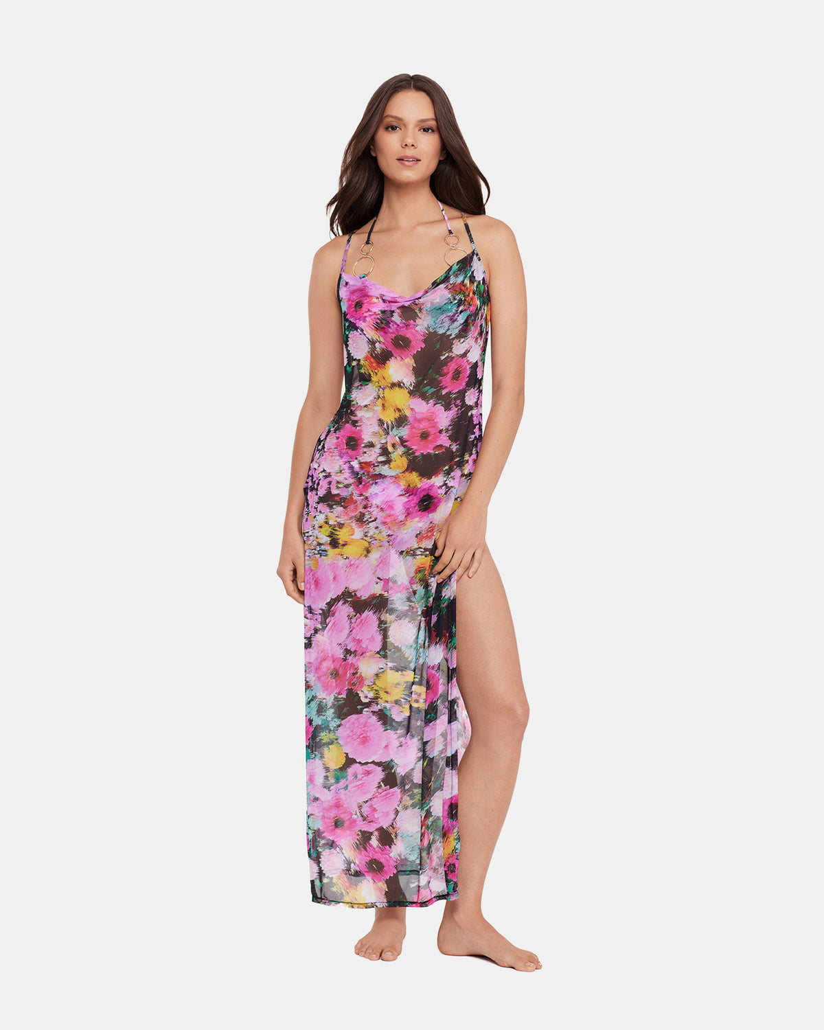 DAZEY FIELDS MULTI BIKINI COVER-UP Flowy Mesh Women's Swim Cover-Up | Steve Madden